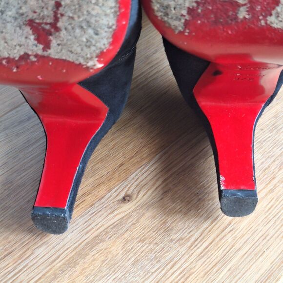 Christian Louboutin Miss Tack 70 Boots Women’s 7.5 Black Suede 37.5 Heeled - Picture 15 of 16